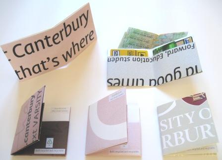 University of Canterbury Adshel posters recycled into wallets and cardholders to raise funds for earthquake repairs.